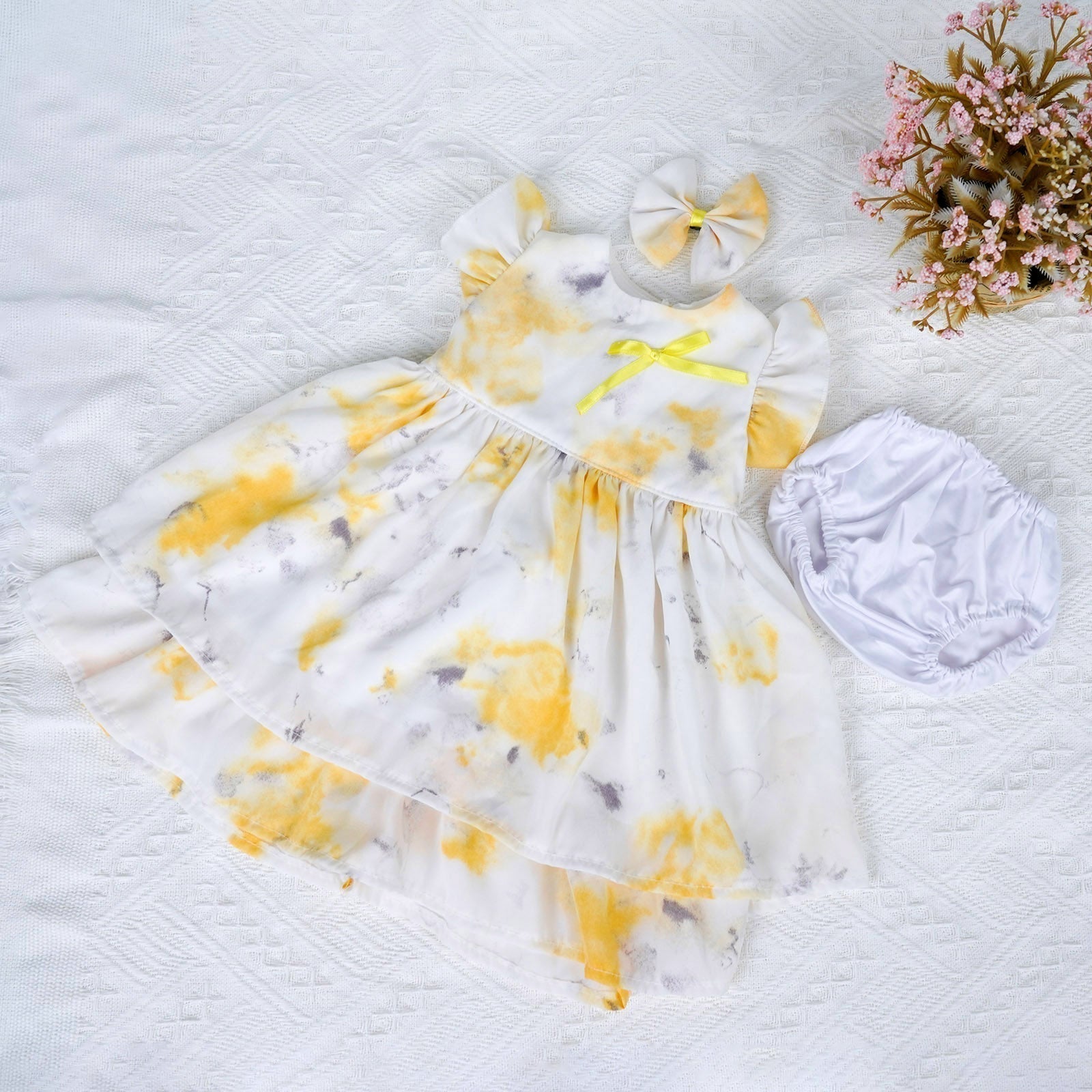 RebornPals™ Bright Yellow Ink Splash-Dyed Skirt