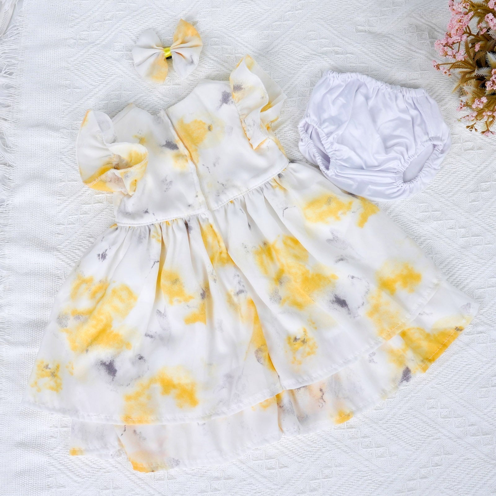 RebornPals™ Bright Yellow Ink Splash-Dyed Skirt